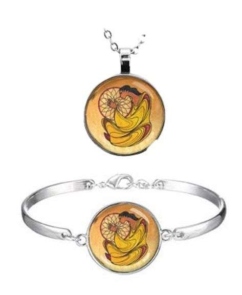 "Maxine Noel"Sioux Artist - Dome Style Necklace & Bracelet Set - "Dreamcatcher"1