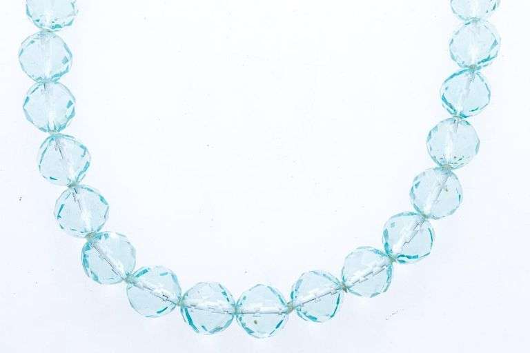 10 Kt Gold, Genuine Blue Topaz Bead Choker Style Necklace