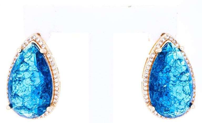 Brazil - 18kt Gold Overlay Pear Cut Stone Earrings