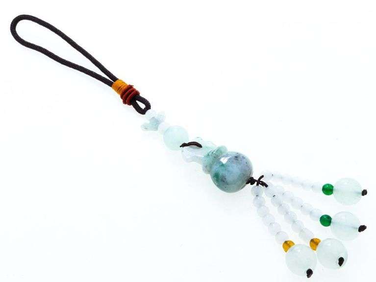 Hand Varved Jade Bracelet w/ Nylon Chord, Beads & Accent Carving1