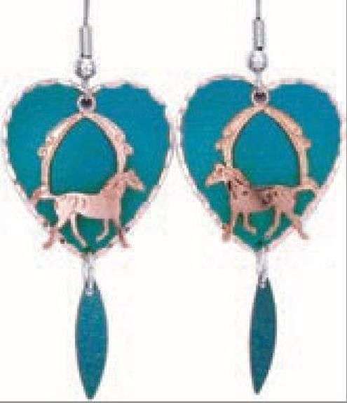 Copper Reflections Drop Earrings  - Blue Heart