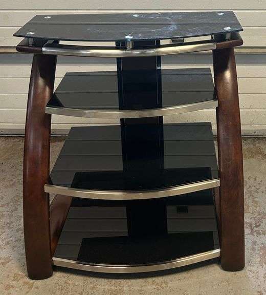 34"w x 37"h  4 Tier TV Stand Glass Shelves Tempered Glass