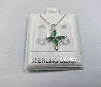 Sterling Silver Necklace and Cross Pendant with Natural Emeralds & CZ  Total Estimated Retail Replac