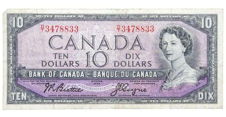 Bank of Canada 1954 $10 - Modified Portrait
