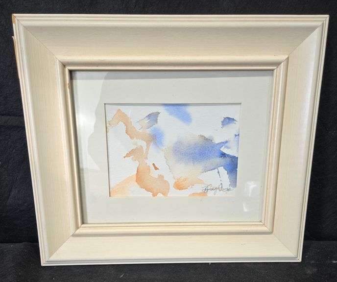 14" X 12"-Framed Tiffiany Dawe Watercolor "The Whale And The Watcher"