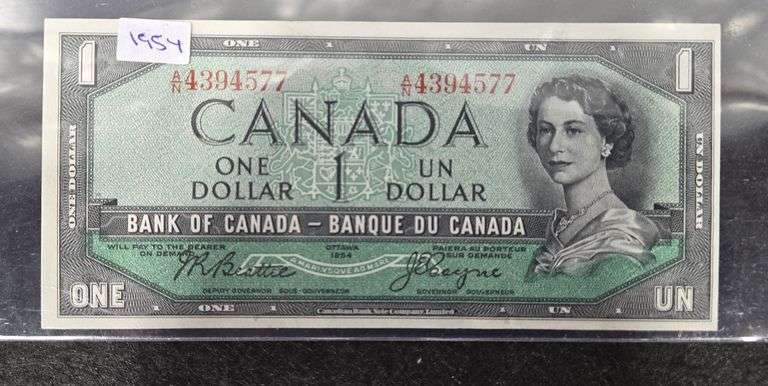 Canadian Uncirculated 1954 1 Dollar Bill