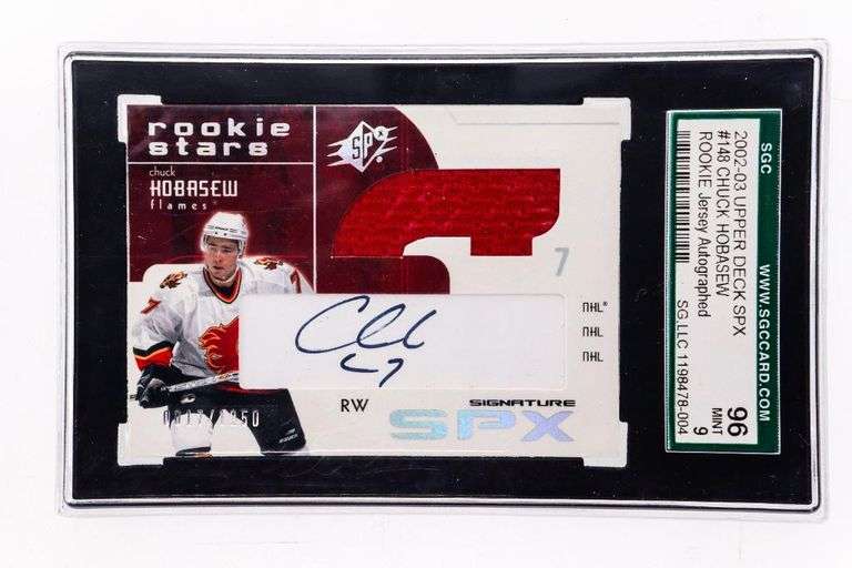 CHUCK KOBASEW 02/03 UD Upper Deck Auto Autograph Jersey SPX #148 Rookie Signed graded 9 SGC