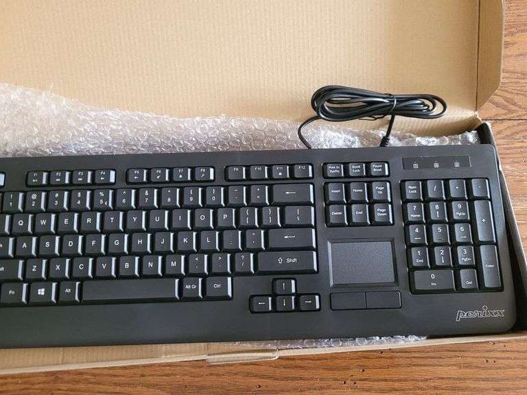 Perixx -513II Wired USB Keyboard with Touchpad, Membrane Key Trackpad Keyboard with 10 Hot Keys