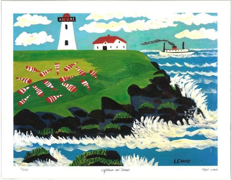 "MAUDE LEWIS" Canada's Most Beloved Folk Artist" Fine Art Giclee Limited Edition "Lighthouse & Steam