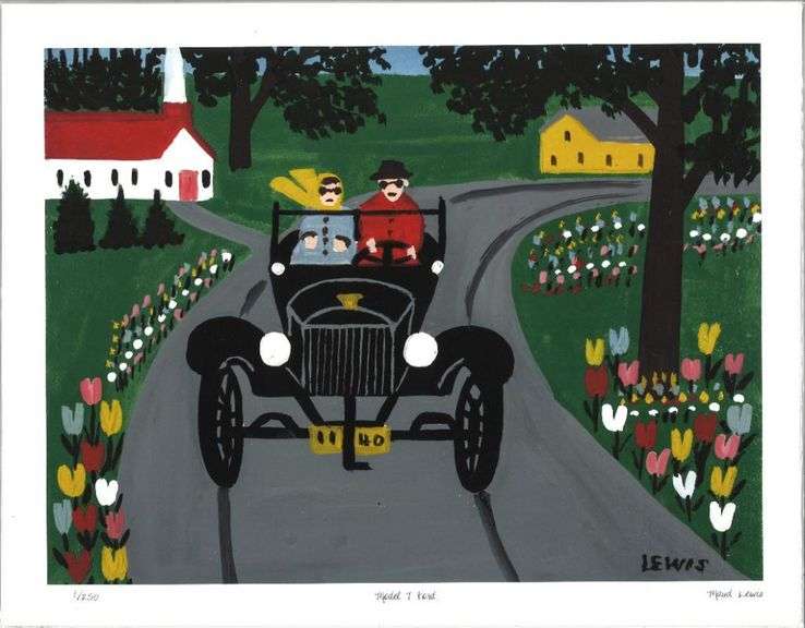 Maude Lewis  - Canada's Most Beloved Folk Artist Fine Art Giclee, "Model T Ford " 11 x 14" Plate Sig
