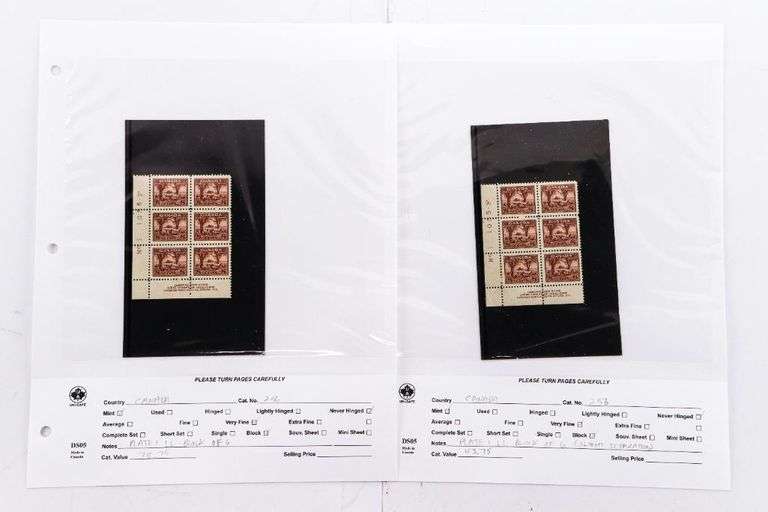 Canada Postage Lot 2 Plate Blocks x 6 x 8 Cents, Mint,VF,NH, Scotts Cat. No. 256
