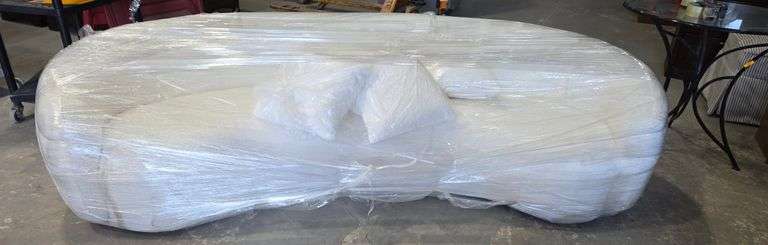 White Dawood Soft Puffy Curved Sofa -Dust on Bottom From Storage
