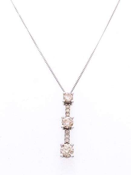 Estate 10kt White Gold Fancy Diamond Pendant & Chain - 1.10ct.