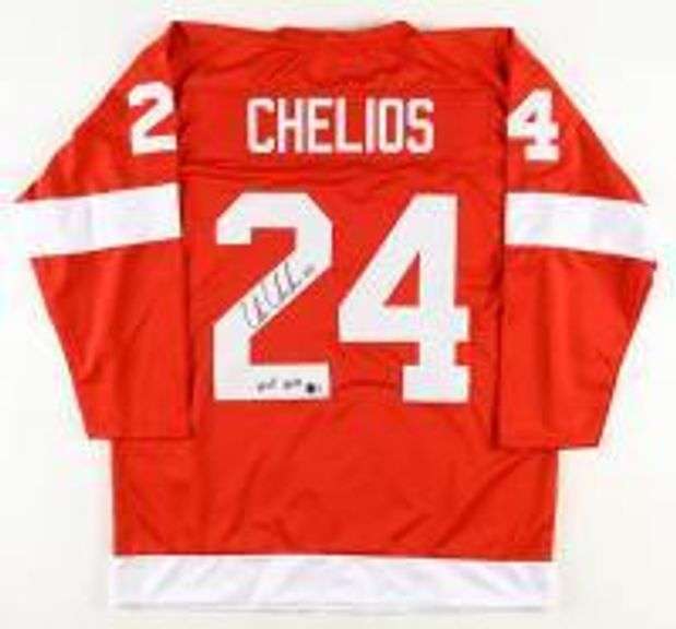 Chris Chelios Signed Jersey Inscribed "HOF 2013" (Beckett)Chris Chelios Signed Jersey Inscribed "HOF