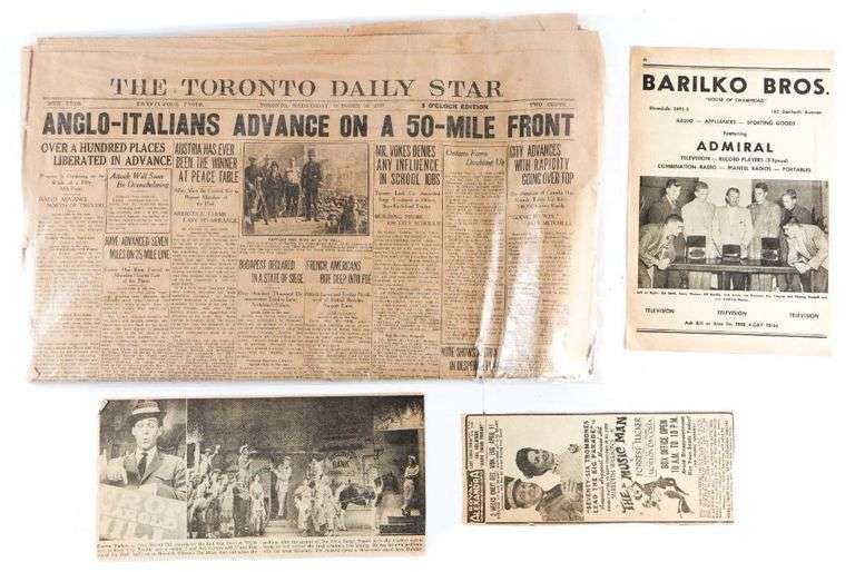 Vintage Newspaper & Ad - "The Toronto Daily Star" Issue Wed. Oct. 30 1918 - Two Cents