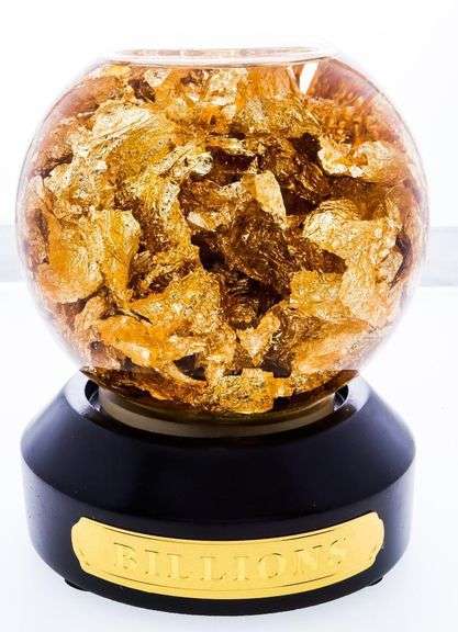 "BILLIONS" 24kt .999 Fine Pure Gold Leaf Desktop Globe