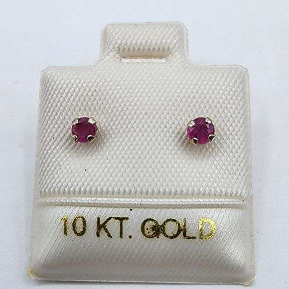 10kt White Gold Earring with Ruby Glass. Total Estimated Retail Replacement Value $495.00