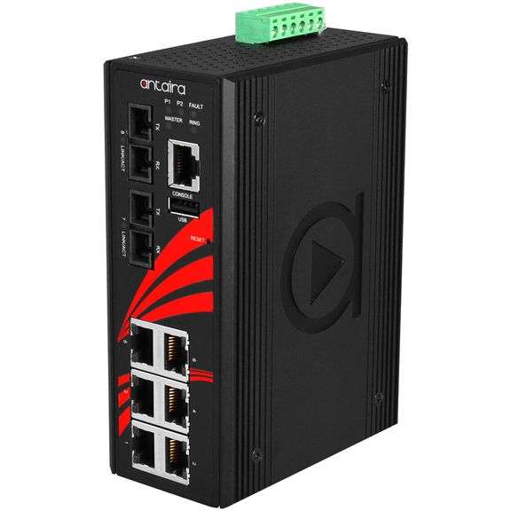 $700+ Antaira 8-Port Industrial Light Layer 3 Managed Ethernet Switch, +
