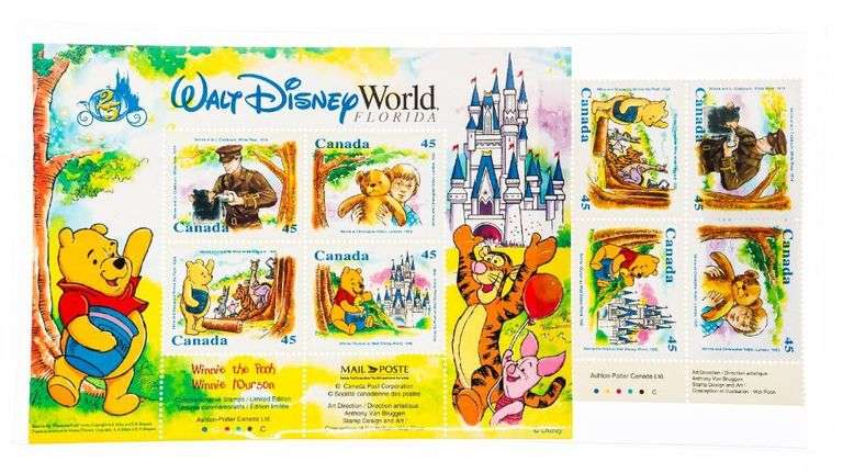 Disney World Florida - Winnie The Pooh - 2 x Blocks of 4 Postage Stamps