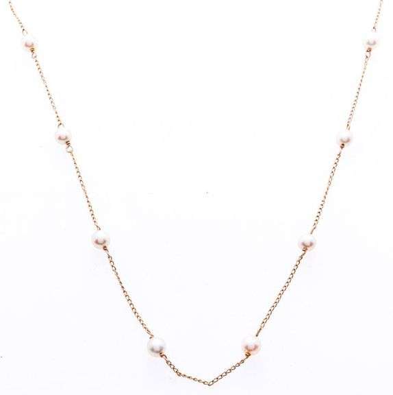 Estate 14kt Yellow Gold Culture Pearl Necklace