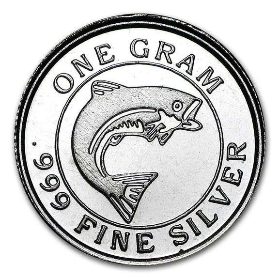 .999 Fine Pure Silver Fish Coin Round Gram
