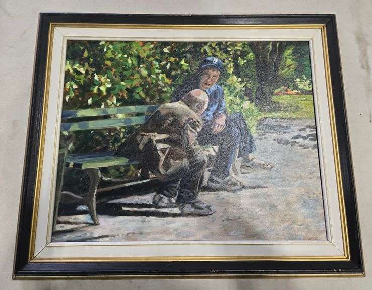 24.75" X 21"-Original Acrylics On Board "The Discussion" Public Gardens Halifax 2005 Signed By Artis