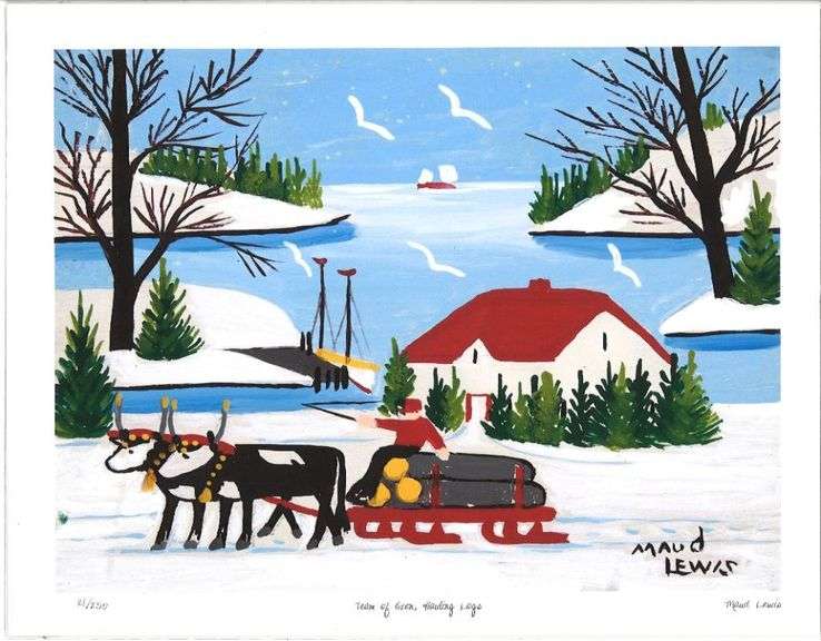 "MAUDE LEWIS" Canada's Most Beloved Folk Artist" Fine Art Giclee Limited Edition "Team of Oxen,Hauli