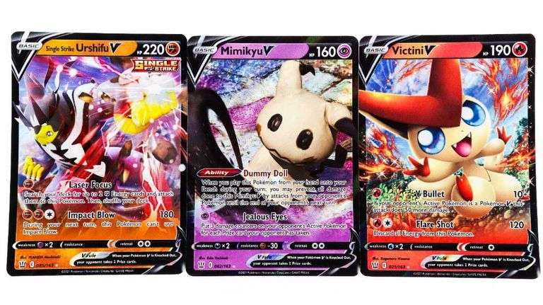 Lot of 3 Pokemon Sword & Shield Battle Styles Rare V Pokemon