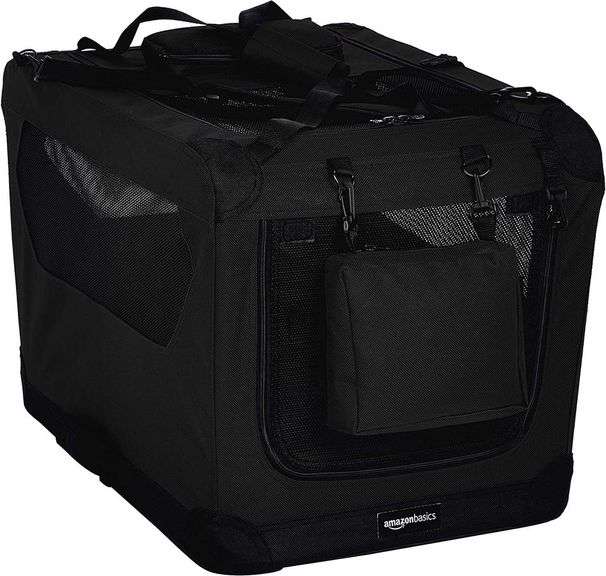 Amazon Basics Folding Portable Soft Pet Dog Crate Carrier Kennel - 26 x 18 x 18 Inches, Black