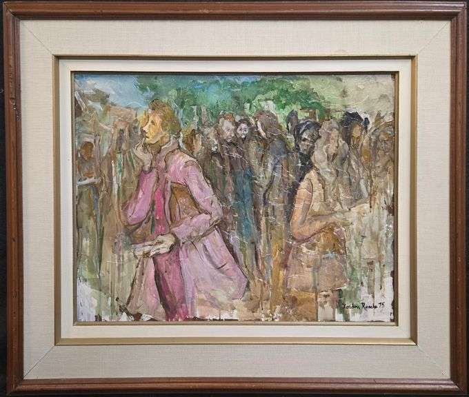 1975 Gordon Roache Signed Original Acrylic on Board  (With Frame 33.23" X 27.25")  (Without Frame 24