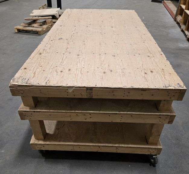 7' X 4'  Wood Work Table on Wheels