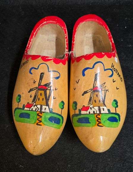 Vintage Dutch Carved Wood Clogs