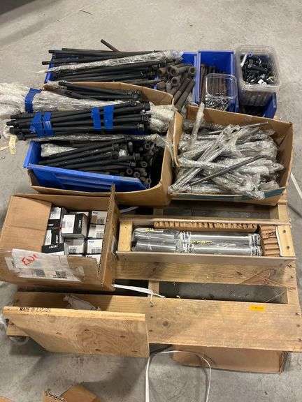 Lot of assorted bolts, bearings and 1.5"shafts