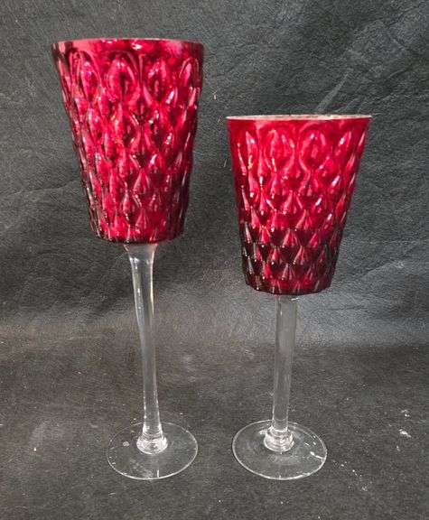 Lot of 2 Glass Candle Holders