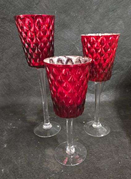 Lot of 3 Glass Candle Holders