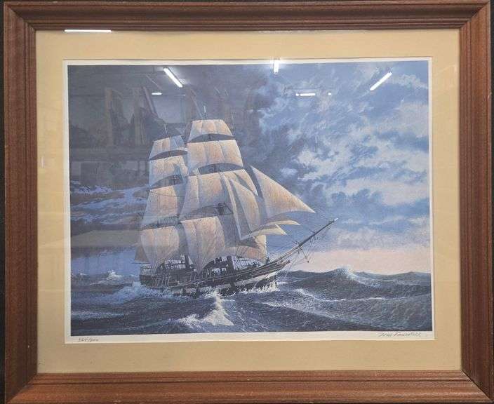 Tom Forrestall  Sailing Ship Print  Limited Edition Pencil Signed and Numbered  364/500  (Framed 31"