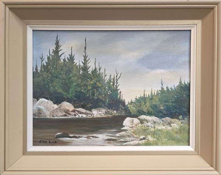 John Cook Signed Original Oil on Board  (With Frame 20" X 16.25")  (Without Frame 16" X 12")