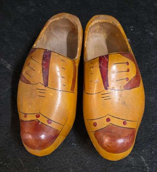 Vintage Dutch Carved Wood Clogs