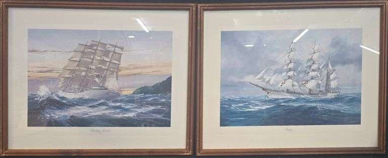 Set of Tall Ships Prints  Christian Radich and Sagras  with Frame  20" X 16" (Both)