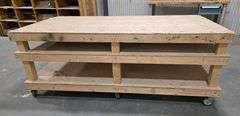 7' X 4'  Wood Work Table on Wheels