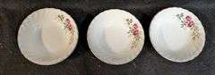 Set of Three Myott Rosita Ceramic Bowls with Floral Design