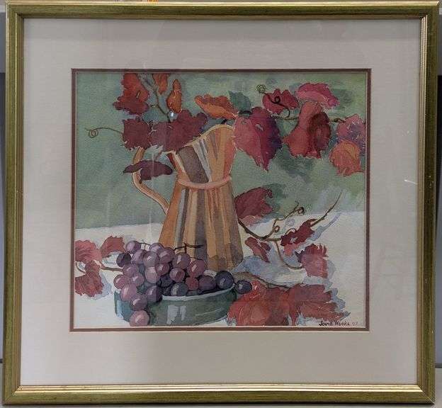 Framed and Signed Original "Still Life in Strand" by Jane Weeks, Watercolor, 19" x 21"
