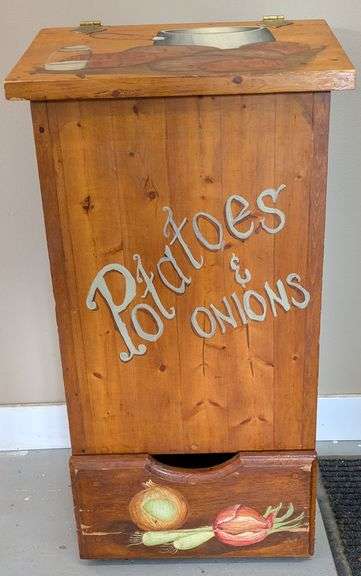 Wooden Potato and Onion Storage Bin,14.5"L x 11.75" W x 27"H