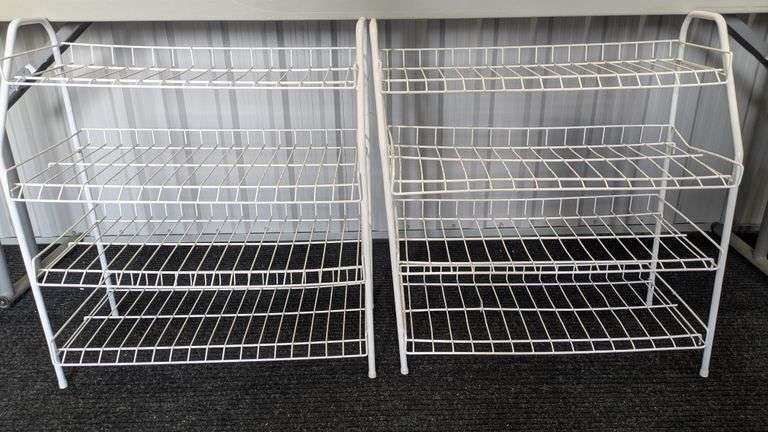 Pair of White Metal Wire Shoe Racks, 25"x11"x28"