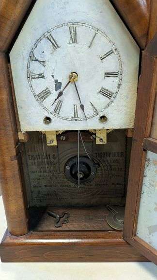 Wooden Steeple Clock by Chauncey Jerome, New Haven Clock Company