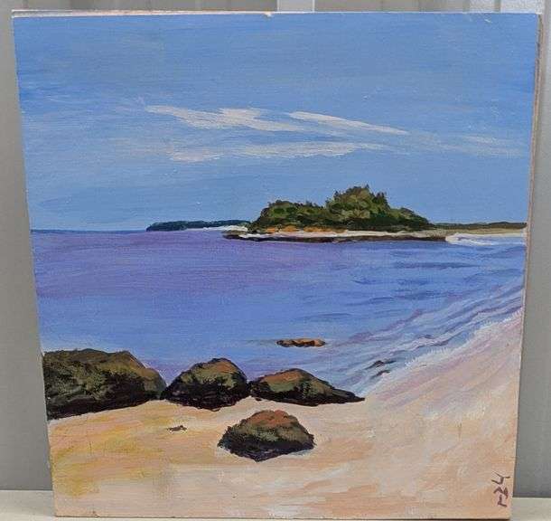 Original "Shores of NS" by Joan LeBlanc, Oil On Board, 8"x8"