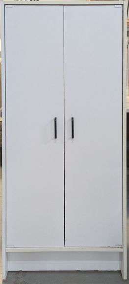Four Shelf Two-Door Storage Cabinet, White, 24"L x 12"W x 54"H