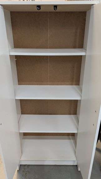 Four Shelf Two-Door Storage Cabinet, White, 24"L x 12"W x 54"H