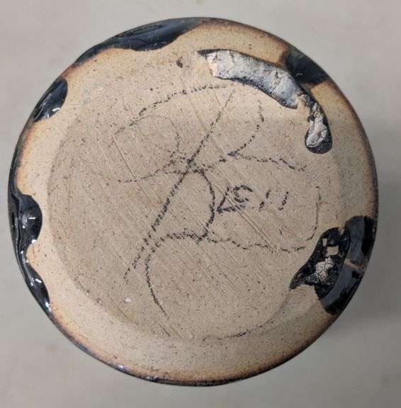 Ceramic  Vase with Glossy Dark Glaze Finish, by Ben, 6"
