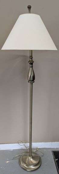 Elegant Metal Floor Lamp with Shade, Light Brass and Beige, 60"
